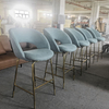 Modern Velvet Fabric Commercial bar Chair Hotel Reception Kitchen bar Stool Series Iron Art bar Counter Stool