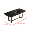 Italian Rectangular Marble Dining Table Stainless Steel Gold Leg Dining Set of 6 Chairs