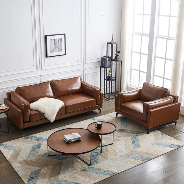 Modern Italian Minimalist Leather Sofa Home Hotel Furniture Business Reception Sofa Set