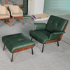 Italian Leisure Lounge Chair Leather Furniture Industrial Recliner Single Seat Sofa Wood Frame Fabric Indoor Hotel Chair Luxury