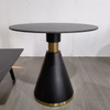 Modern Round Black Metal Leg Marble Top Coffee Table Cafe Restaurant Business Negotiation Dining Table