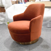 Modern Style Luxury Indoor Furniture Velvet Single Sofa Stainless Steel Base Hotel Living Room Leisure Chair