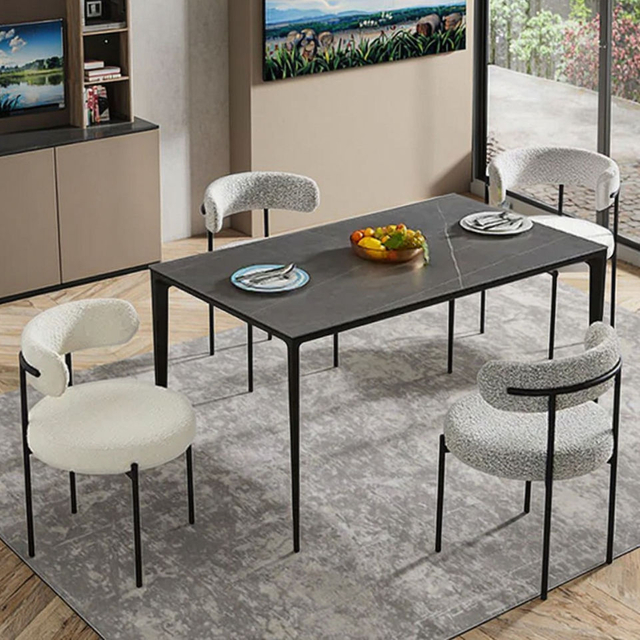 New Wabi Sabi Style Restaurant Chairs Premium Cashmere Velvet Fabric Dining Chair Set Home Minimalist Modern Makeup Chair