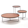 Wholesale Living Room Furniture Simple Small Round Wooden Top Metal Frame Coffee Table Set