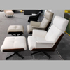 Italian Minimalist Hotel Villa Living Room Modern Lounge Stainless Steel Fabric Swivel Leisure Chair Single Sofa Accent Chair