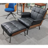 Italian Design Living Room Single Sofa Chair Modern Wooden Leather Leisure Armchair Hotel Apartment Chair Customized