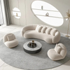 Modern Furniture Comfort White Half Moon Round Couch Living Room Lounge Couches 3 Seater Velvet Fabric Curved Sofa for Home