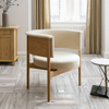 Modern Nordic Wooden Linen Fabric Dining Chairs Hotels Cafes Restaurants Round Arm Solid Wood Chairs