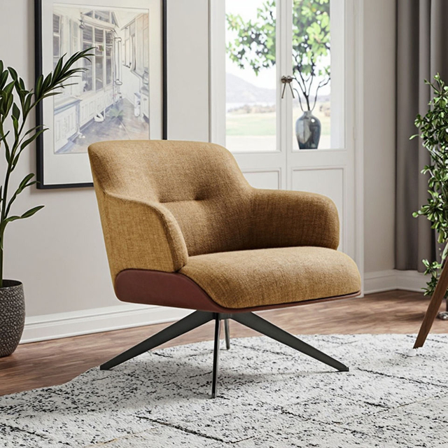 modern Single Person Swivel Leisure Sofa Chair Design Luxury Nordic Accent Fabric Leather Linen Living Room Hotel Bedroom Use