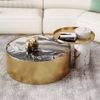 Modern Luxury Design Hotel Coffee Table Set Golden Stainless Steel Frame Marble Round Center Tea Table for Living Room Furniture