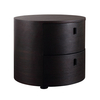 Modern Style Luxury Round Dark Walnut Nightstand With Drawer Hotel Bedroom Wood Frame Marble Top Bedside Table Furniture