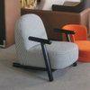Nordic Modern Fabric Leisure Recliner Chairs with Wooden Arms for Dorms Living Room and Hotels