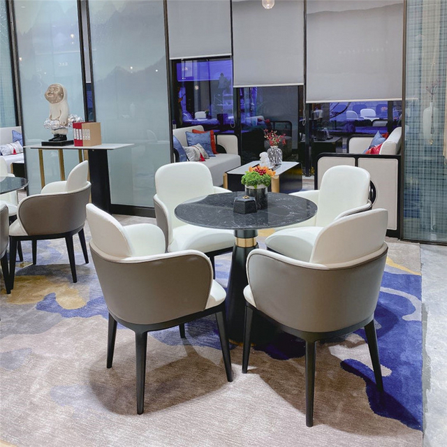 Modern Commercial Armchair Solid Wood Dining Room Table and Chair With Pu Leather Restaurant Chair Cafe Chair
