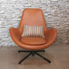 Modern Hotel Living Room Tan Leather Lounge Chair Comfortable Roundback Relining Swivel Leisure Egg Chair