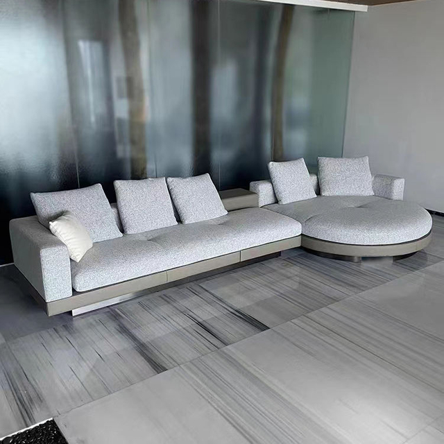 Italian Minimalist Style Comfortable Fabric Sectional Sofa Living Room Furniture Hotel Home U-Shape Furniture