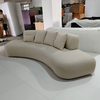 Italian Minimalist Office Reception Sofa Set New Curved Velvet Fabric Sofa Creamy Small Living Room Furniture