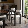 Black Solid Wood Frame Dining Chairs with Beige Fabric Leather Nordic Light Luxury Dining Chair Household Back Stool