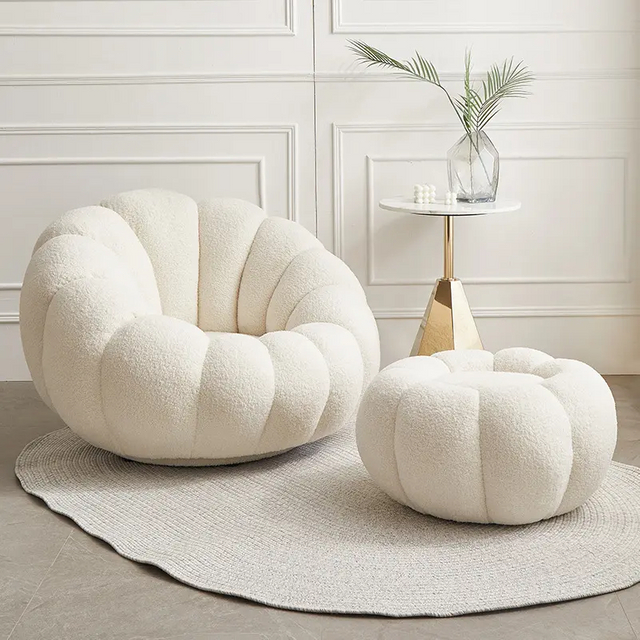 Nordic Living Room Chair Wool Velvet Fabric Modern Luxury Single Seater Sofa Accent Lounge Chairs Lazy Armchair