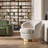 Nordic Rounded Golden Stainless Steel Boucle Fabric Single Sofa Chair Modern Design Bedroom Dining Hotel Leisure Lounge Chair