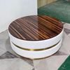Modern Luxury Coffee Tables Can Be Customized with Embossed Leather Tempered Glass or Marble Top Living Room Round Tea Tables