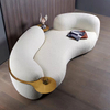 Modern Luxury Design Curved Sofa Hotel Villa Living Room Golden Stainless Steel Velvet Sofa Couch