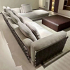 Modern Luxury Design Aluminum Saddle Leather Modern Fabric Upholstered Italian Couch Hotel Villa Living Room Sofa Set