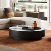 Wholesale Luxury Furniture Round Marble Top Solid Wood Tray Coffee Table Modern Italian Rock Board Coffee Table Set