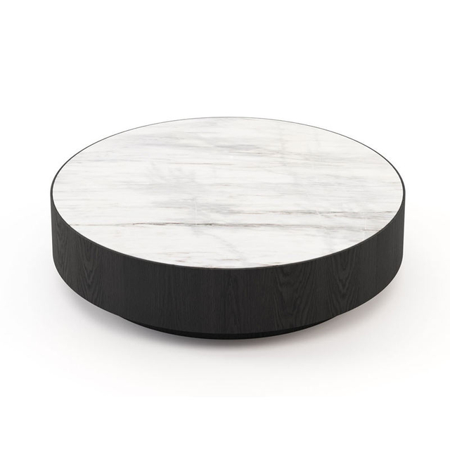 Wholesale Luxury Furniture Round Marble Top Solid Wood Tray Coffee Table Modern Italian Rock Board Coffee Table Set