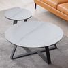 Modern Living Room Furniture Home Furniture Round Stainless Steel Marble Coffee Table and Side Table Set
