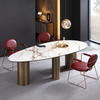 Luxury NEW Design Dining Room Furniture OVAL Table Stainless Steel Base Marble Top Smart Dining Tables for Home
