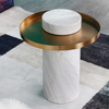 Modern Living Room Round Coffee Table Stainless Steel Marble Side Table