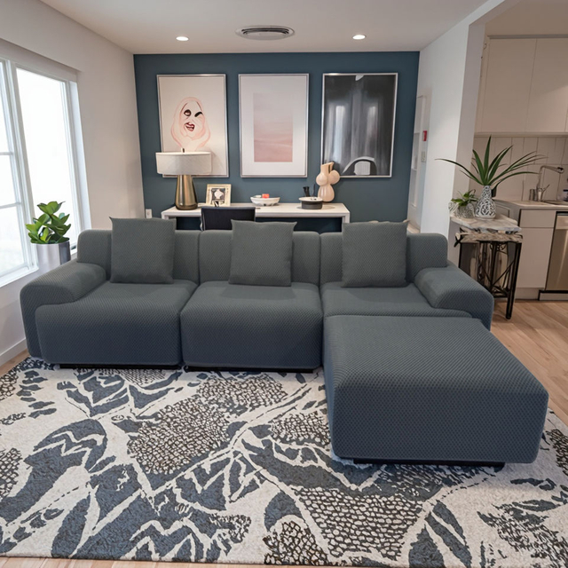 Modern Velvet Fabric L-Shape Modular Compressed Sectional Sofa Lounge Corner Couch with Sponge Filling for Apartment Hotel Use