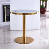 Contemporary Simple Style Coffee Table Gold Chromed Base Round White Marble Top Restaurant Dining Table