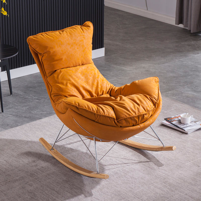 Modern Living Room Rocking Chair Yellow Technology Fabric Sofa Chair Furniture Hotel Lazy Chair Sofa