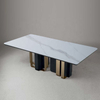 Modern Italian Style Solid Wood and Stainless Steel Leg Marble Stone Top Dining Table