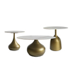 Living Room Traditional Vintage Furniture Design Ceramic Top Gold Metal Base Round Coffee Side Tables