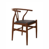 Nordic Modern Metal Dining Chair Furniture Steel Wood Look PU Soft Seat Walnut Leg Side Design Dining Room Chair