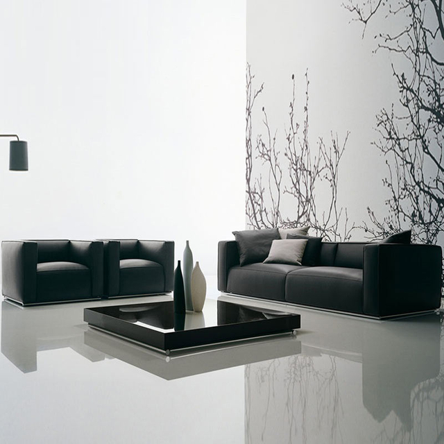 Modern Design Living Room Sofa Set Leather Single Three-person Sofa High-quality Stainless Steel Leg Comfortable Sofa Set