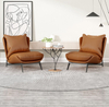Modern Soft Upholstered Metal Leisure Lounge Armchair Curved Velvet Wing Chair Hotel Living Room Bed Room Chair