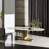 Modern Hotel Dining Room Furniture Rectangular Marble and Stainless Steel Metal Leg Dining Table