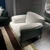 Italian Minimalist Single Person Fabric Sofa Leather Fabric Combined with Living Room Single Person Sofa Luxury