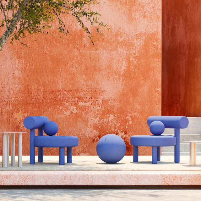 Modern Design Single Armchair Blue Velvet Fabric Hotel Villa Living Room Furniture Leisure Chair