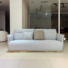 Modern Simple Design Long Sofa Stainless Steel Legs Microfiber Fabric Couch for Hotels Apartment Malls Villas Bedrooms