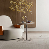 Italian Minimalist Modern Design Coffee Table Hotel Living Room Side Table Stainless Steel Marble Circular Round Corner Table
