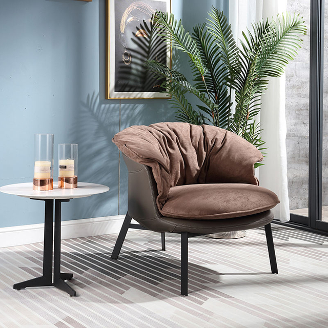 Fauteuil au Design minimaliste moderne, mobilier de salon en m&eacute;tal, cuir v&eacute;ritable, velours, canap&eacute;, h&ocirc;tel, chaise longue de loisirs