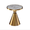 Italian Luxury Gold Stainless Steel Marble Coffee Table Hotel Apartment Round Edge Side Table