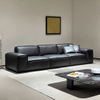 Luxury Sectional Big Black GENUINE LEATHER Sofa Down Filling Couch Comfortable Wide Deep Soft Villa Genuine Leather Modular Sofa