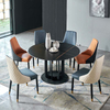 Modern Luxury Style Black Round Marble Top Dining Table Sets With Turntable for Restaurant Furniture