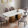 Modern Dining Table Set for Home Furniture Stainless Steel Round Marble Dining Table Set of 6 Chairs