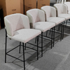 Modern Luxury Design Leather Back and Linen Fabric Cushion High Dining Chair Hotel Restaurant bar Chairs